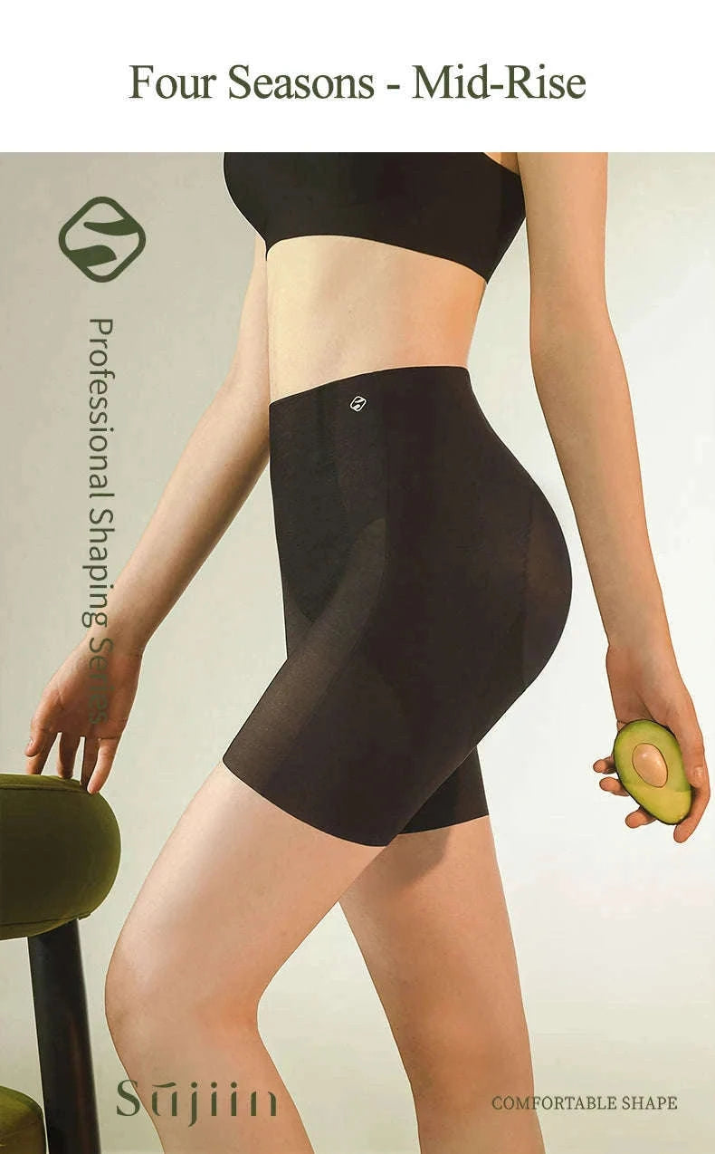 Seamless Tummy Control Shaper Shorts for Women (Thin, Firm Hold)-Summer-Black-N162 / S