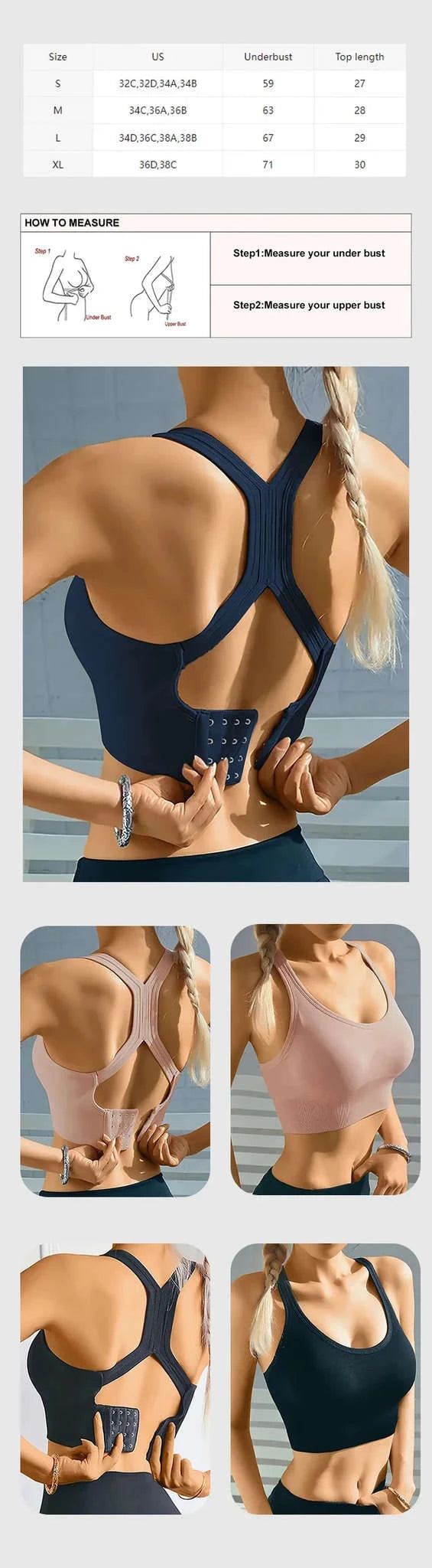 Seamless Yoga Tank Bra – Push-Up Support-GRAY / M