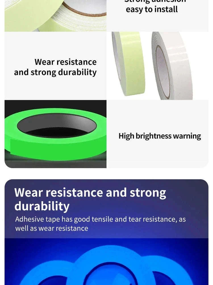 Self-Adhesive Luminous Safety Tape for Clear Night Visibility-blue 3cmx3m