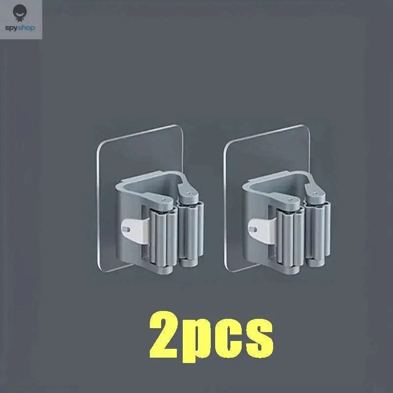 Self-adhesive Mop Holder – Wall-Mounted Organizer for Mops, Brooms & Tools-15pcs- White