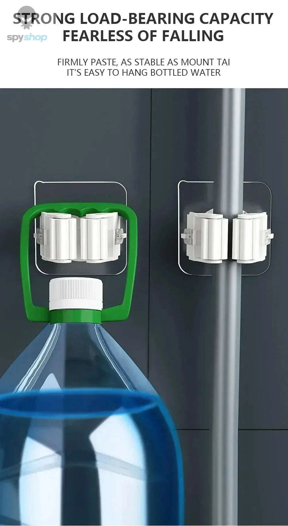 Self-adhesive Mop Holder – Wall-Mounted Organizer for Mops, Brooms & Tools-15pcs- White