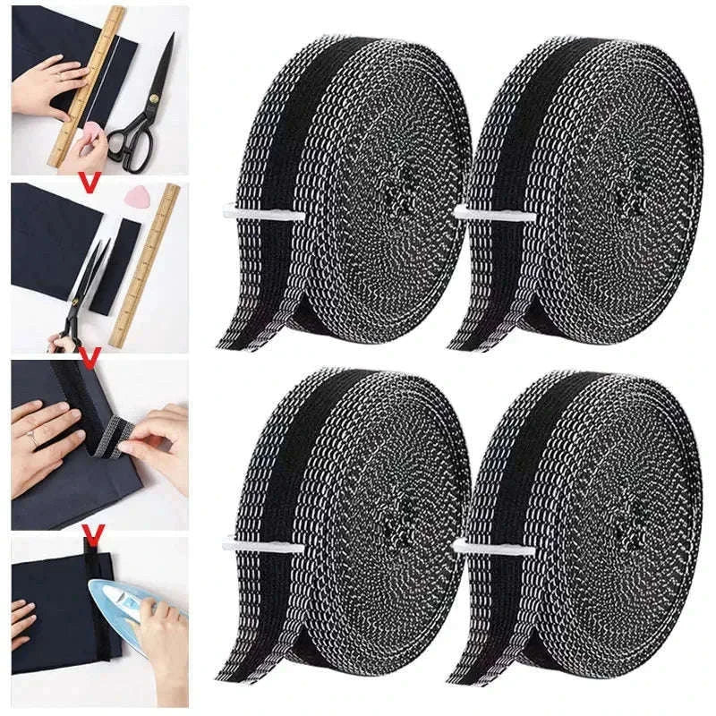 Self-Adhesive Pants Patch for Quick Iron-On Hem Repair-Black 5M