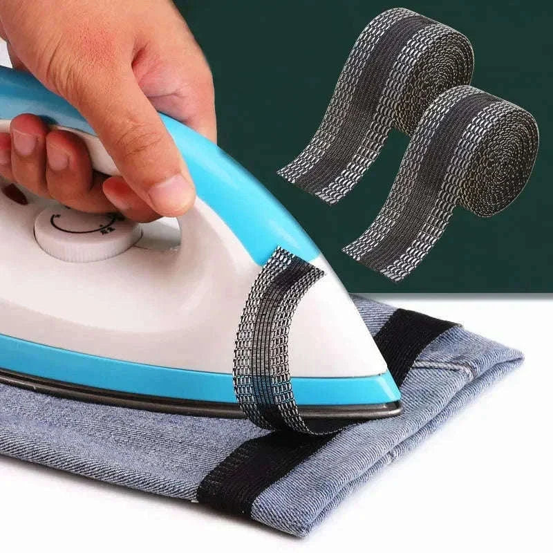 Self-Adhesive Pants Patch for Quick Iron-On Hem Repair-Black 5M