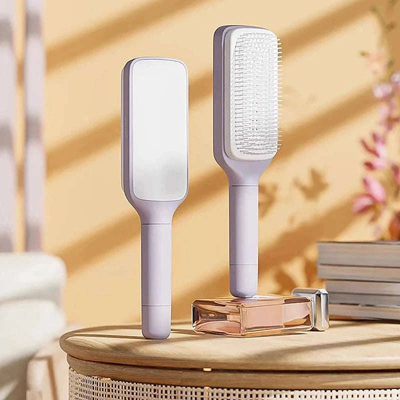 Self-Cleaning Hairbrush with Scalp Massager & Anti-Static Detangling-Light purple