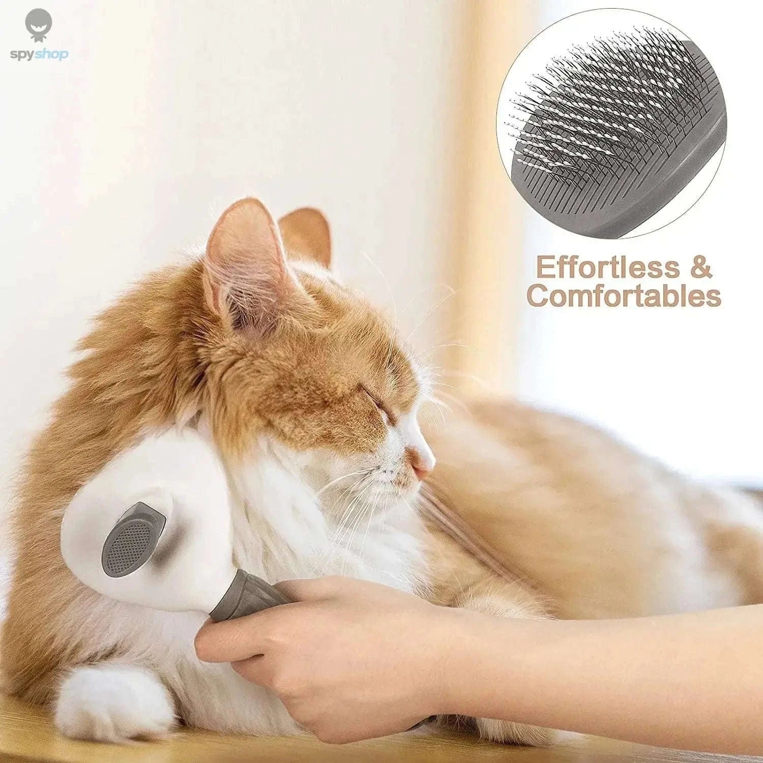 Self-Cleaning Pet Brush – Easy Grooming for a Healthier, Happier Coat-Gray