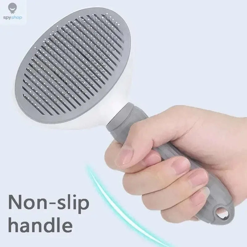 Self-Cleaning Pet Brush – Easy Grooming for a Healthier, Happier Coat-Gray