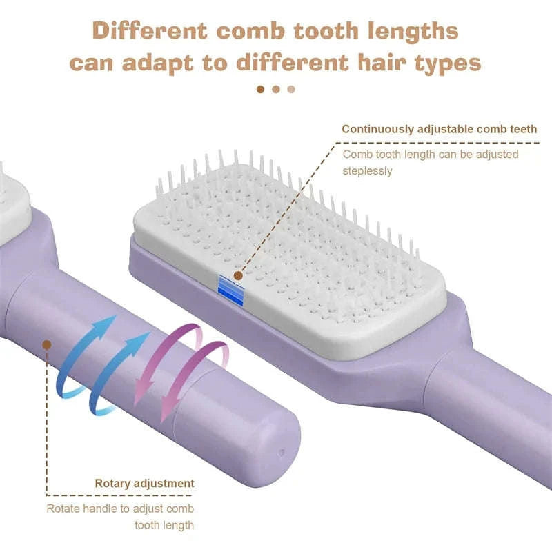 Self-Cleaning Rotating Hairbrush-Purple