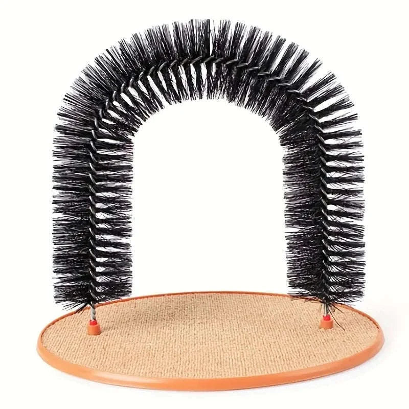 Self Grooming Cat Toy Arch with Massage Brush-black