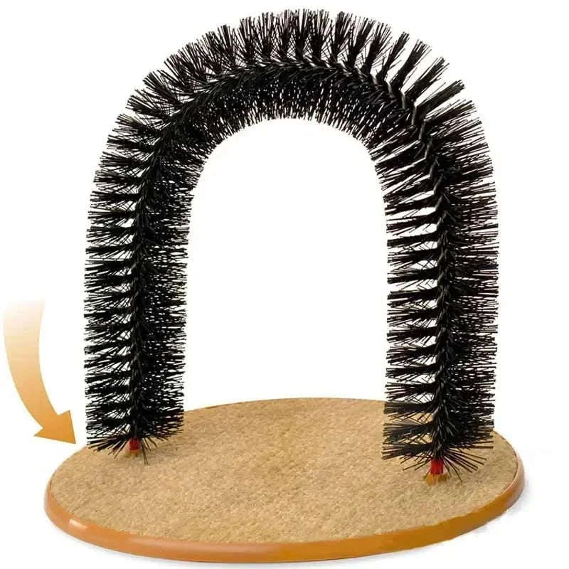 Self Grooming Cat Toy Arch with Massage Brush-black