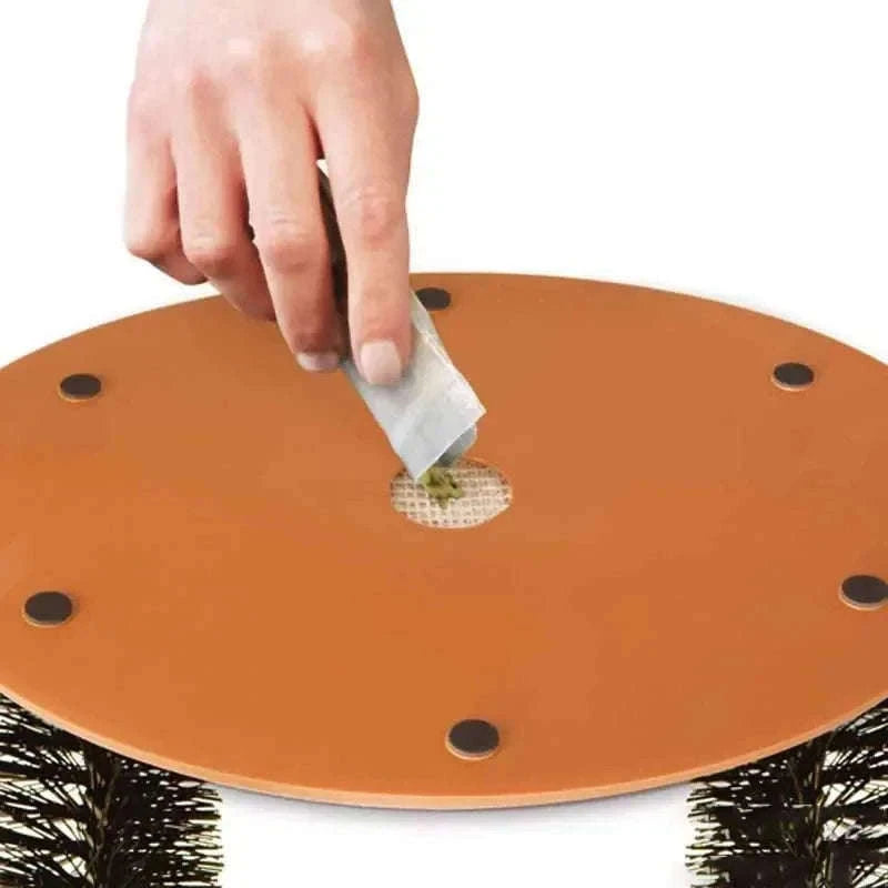 Self Grooming Cat Toy Arch with Massage Brush-black