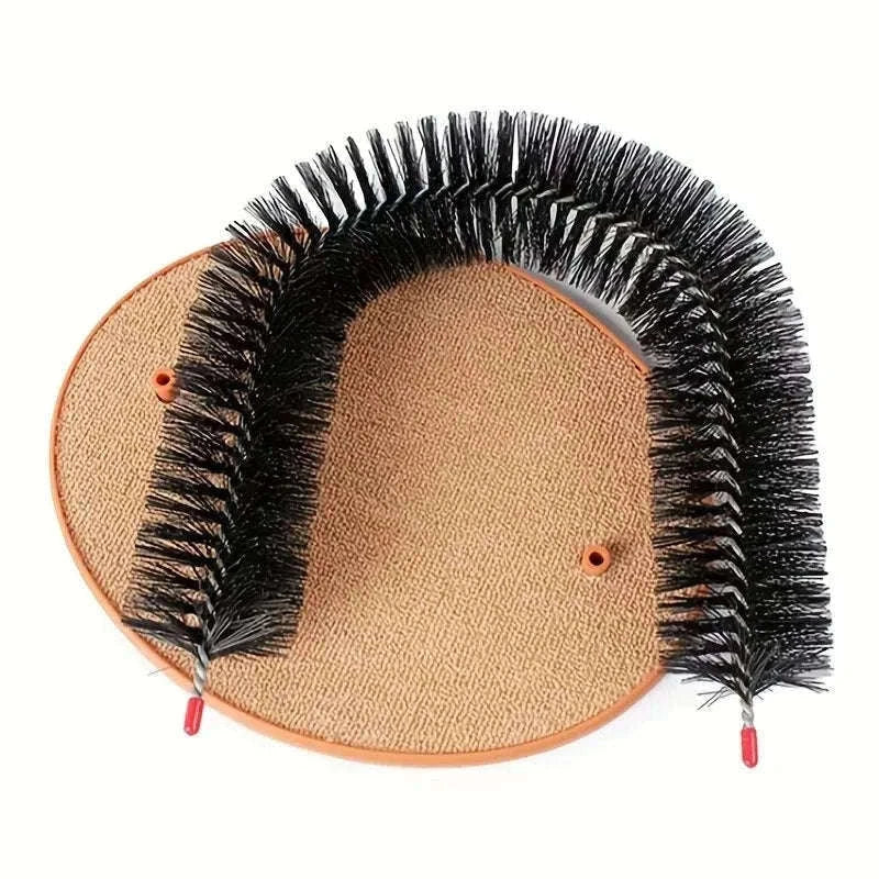 Self Grooming Cat Toy Arch with Massage Brush-black