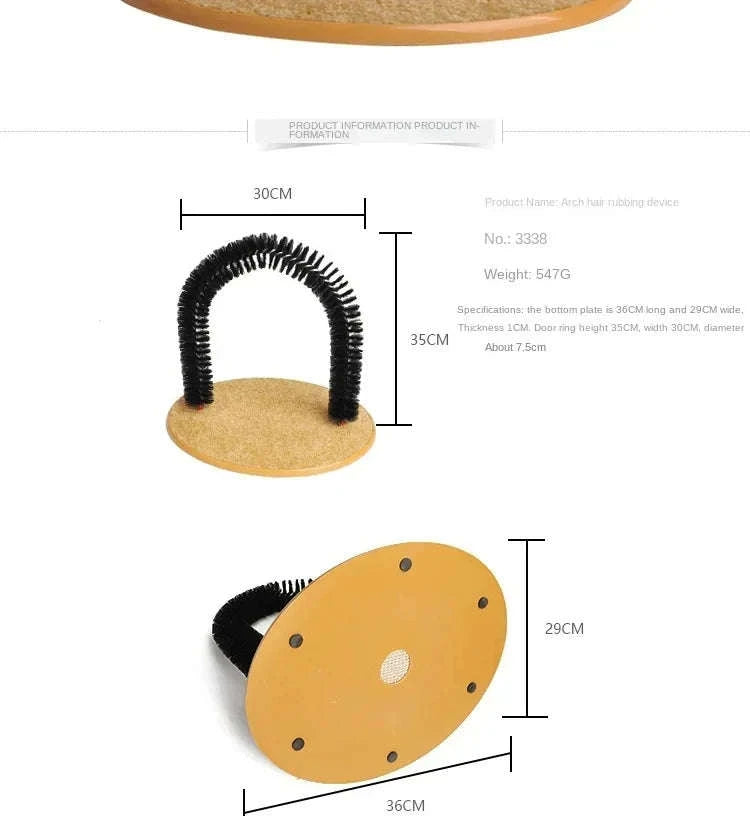 Self Grooming Cat Toy Arch with Massage Brush-black