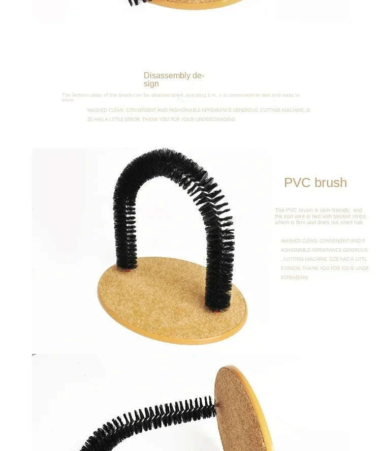 Self Grooming Cat Toy Arch with Massage Brush-black
