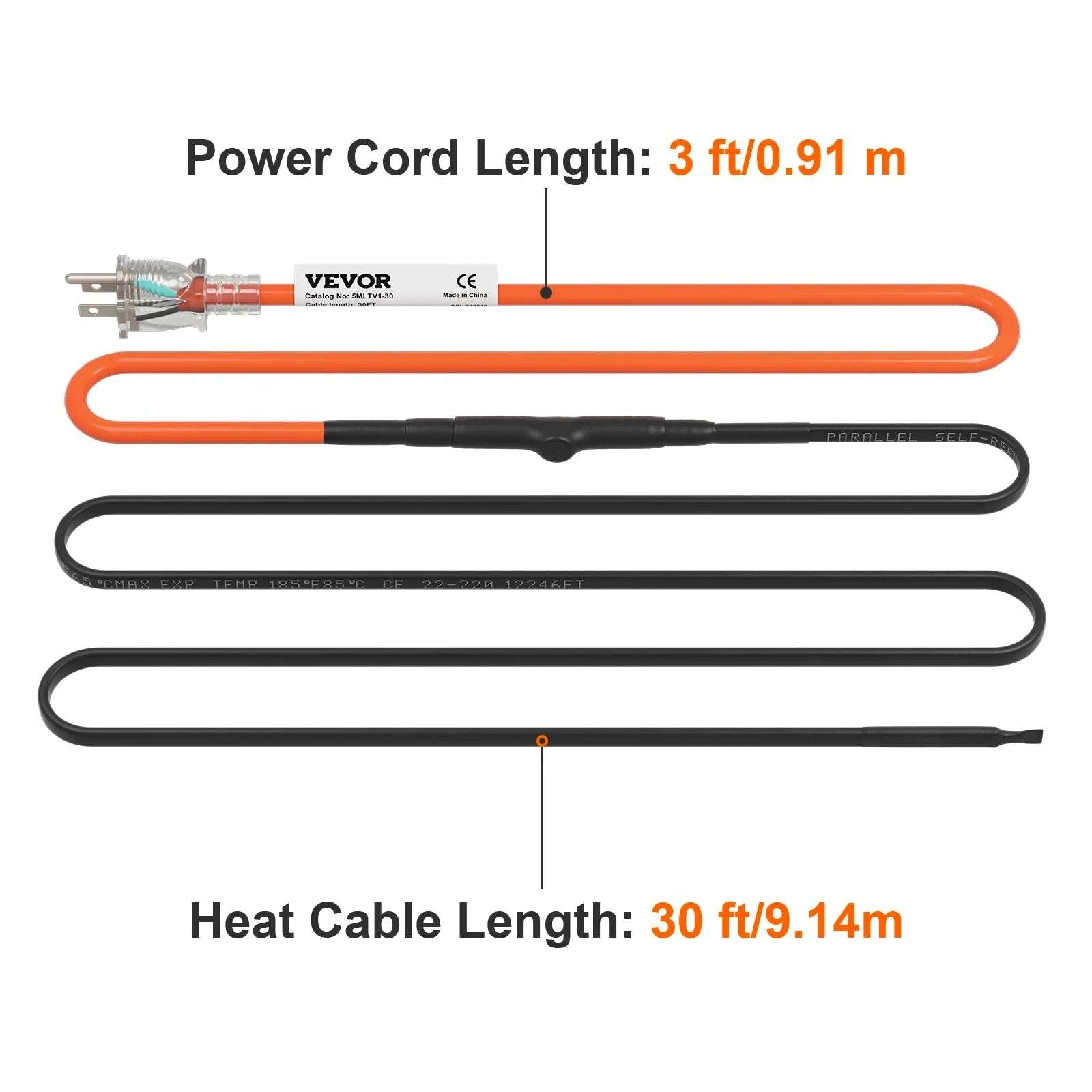Self-Regulating Pipe Heating Cable for Freeze Protection 24–120ft-24FT / United States