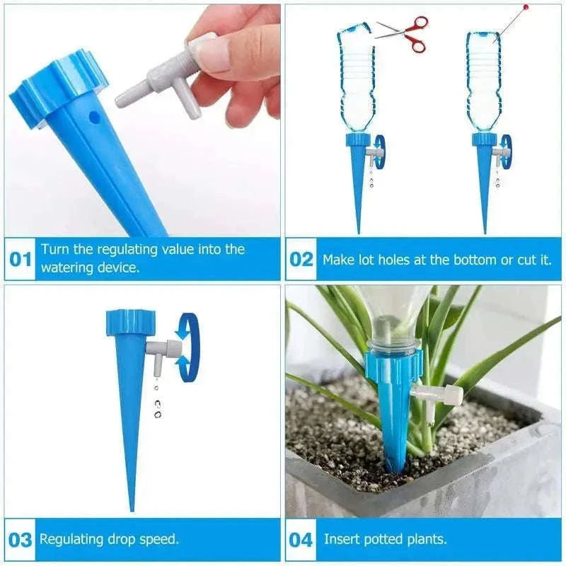 Self Watering Spike for Hands-Free Plant Care-Blue-6Pcs