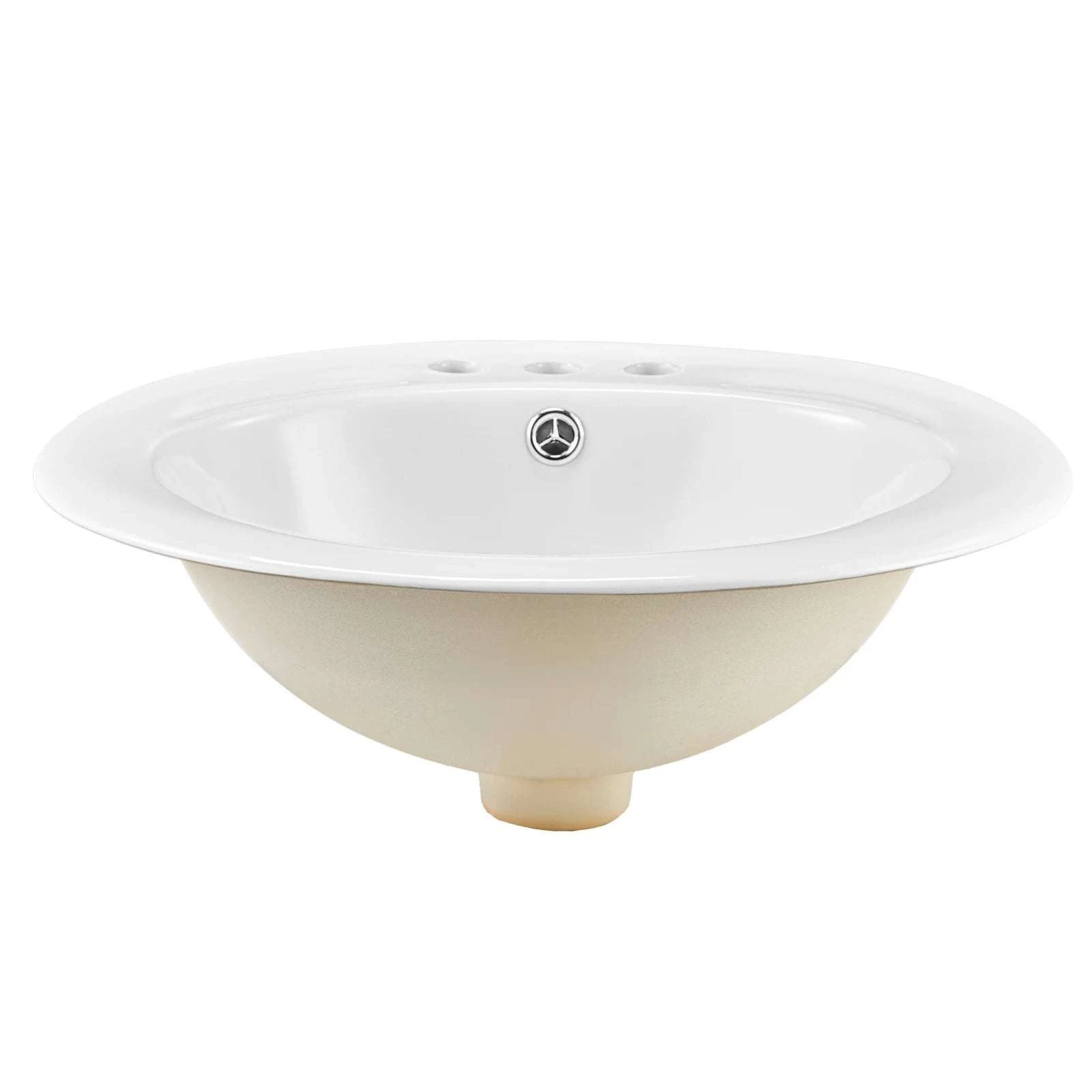 Semi Recessed Oval Bathroom Sink 19.09x16.73in Ceramic Basin-17x20inch / United States