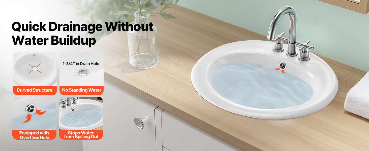 Semi Recessed Oval Bathroom Sink 19.09x16.73in Ceramic Basin-17x20inch / United States
