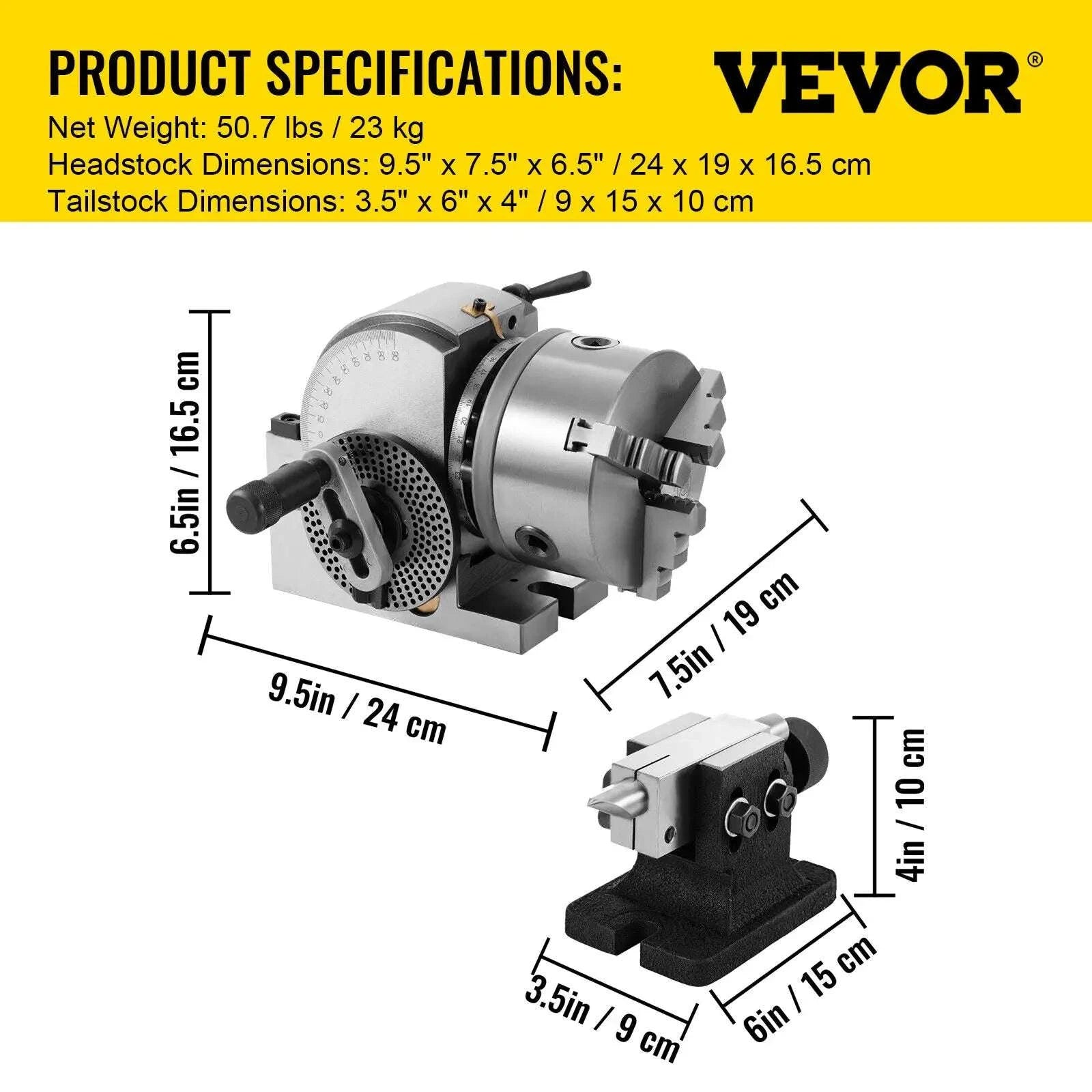 Semi-Universal Dividing Head 4"/5" 3-Jaw Chuck Milling Indexer Set-With 4In 3-Jaw Chuck / spain