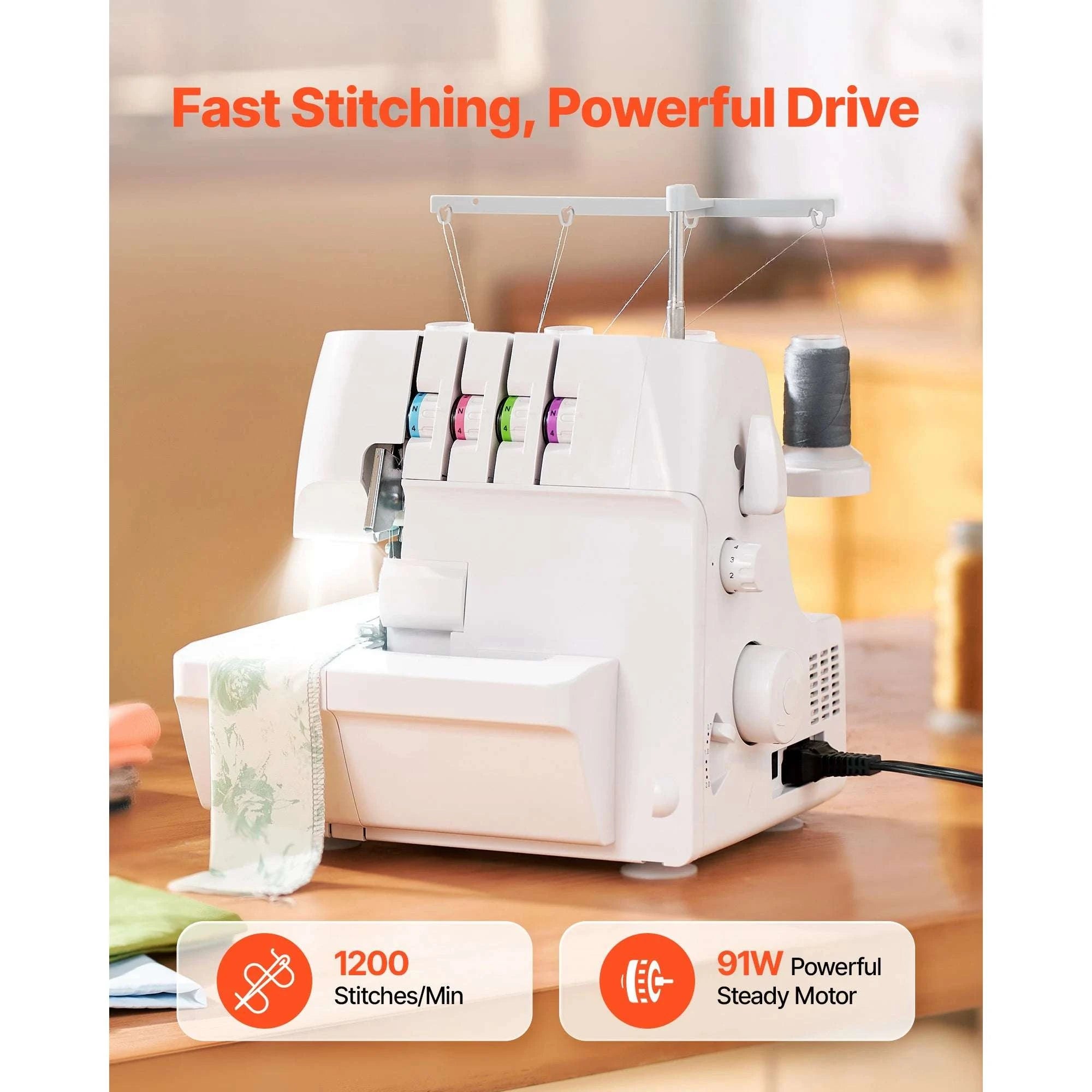 Serger Overlock Sewing Machine 1250 SPM 2-3-4 Thread Differential Feed-3 4 Threads / United States