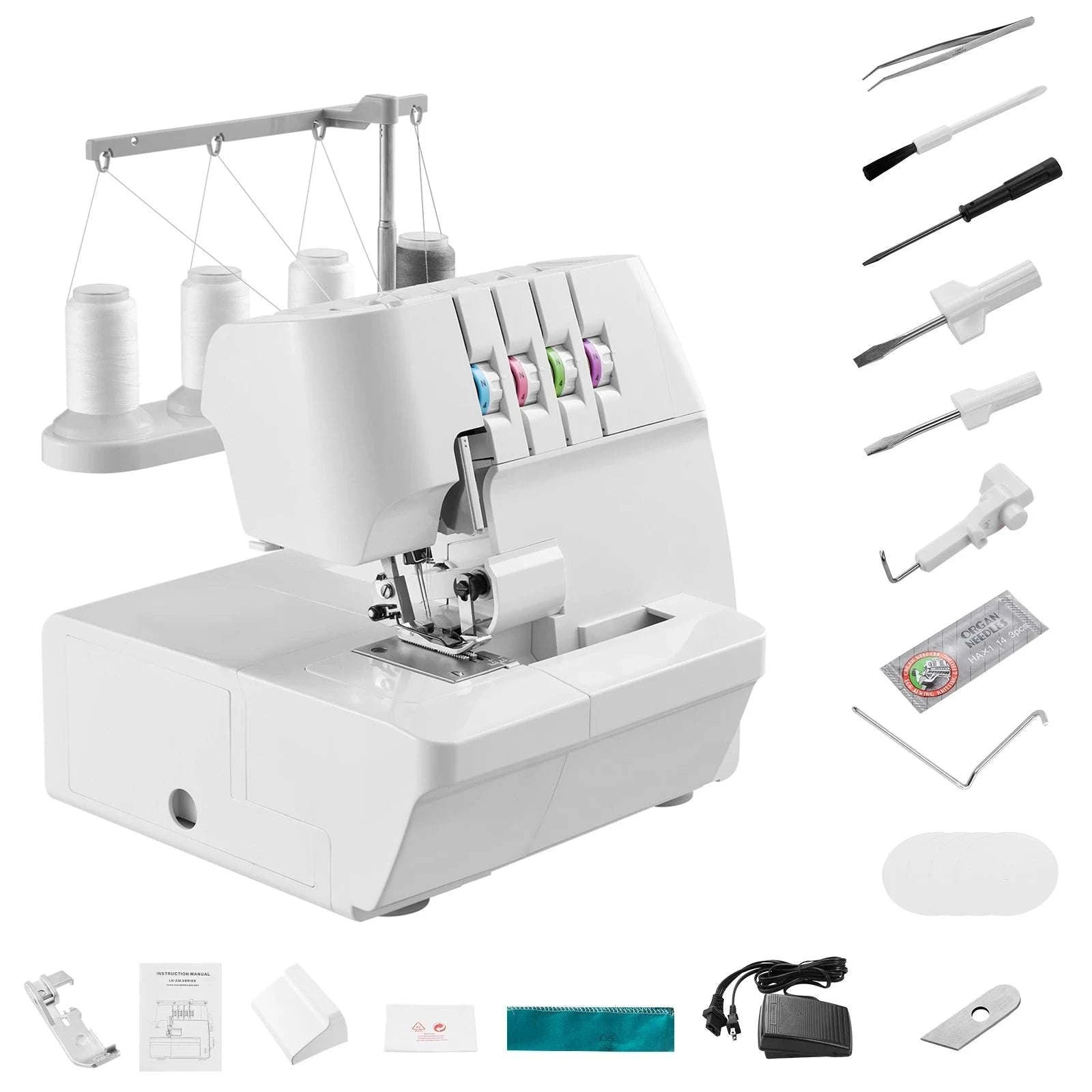 Serger Overlock Sewing Machine 1250 SPM 2-3-4 Thread Differential Feed-3 4 Threads / United States