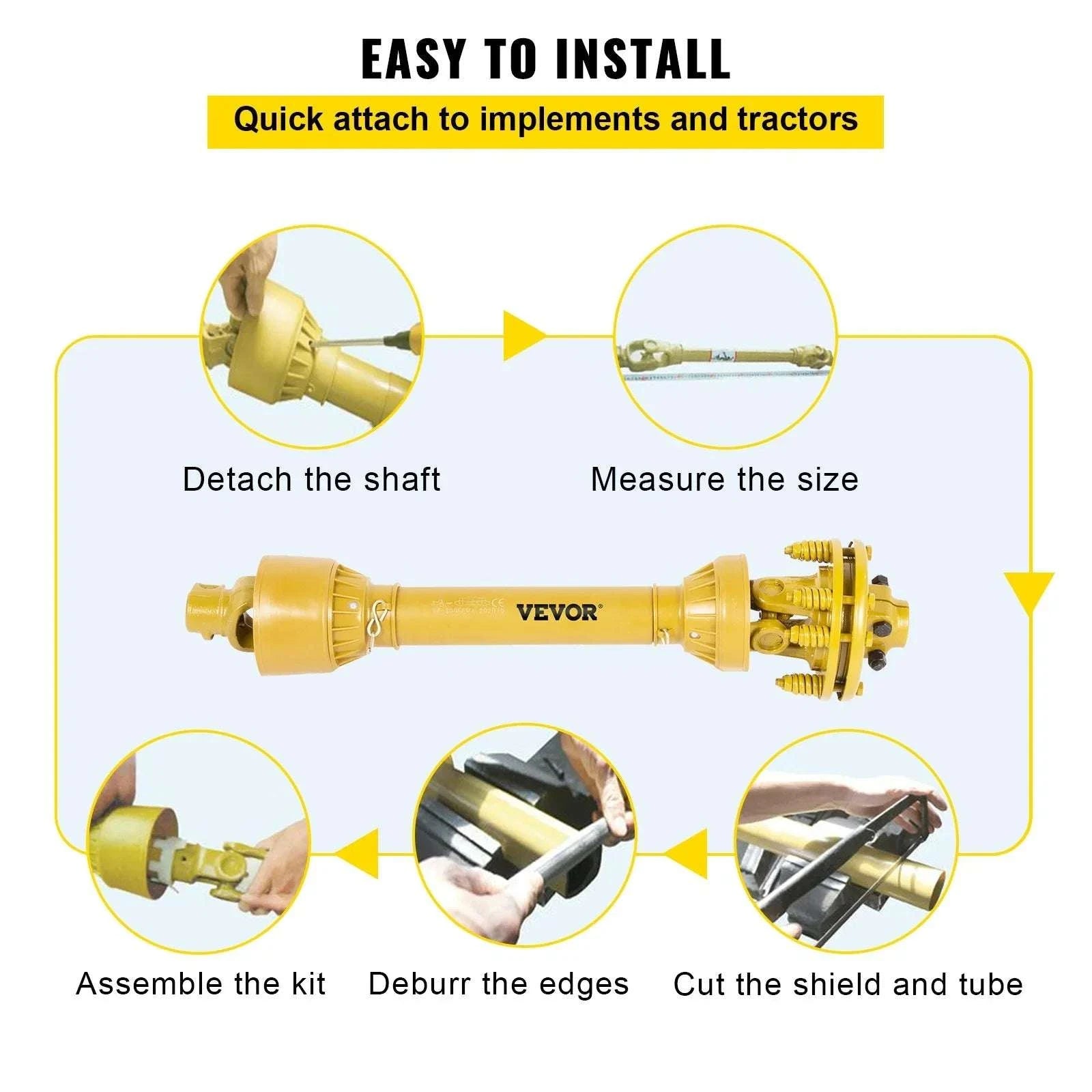Series 4 PTO Shaft 1-3/8" 6 Spline Adjustable 31.5"–41"-YELLOW / 1050 mm / United States