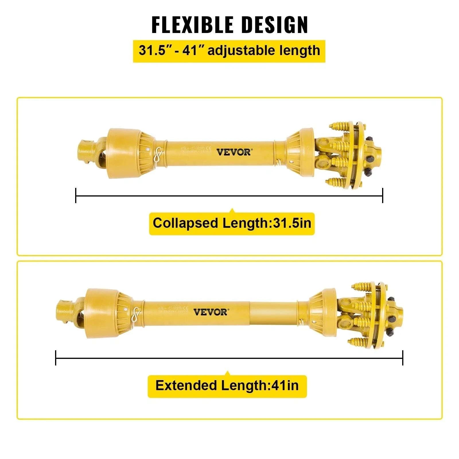 Series 4 PTO Shaft 1-3/8" 6 Spline Adjustable 31.5"–41"-YELLOW / 1050 mm / United States
