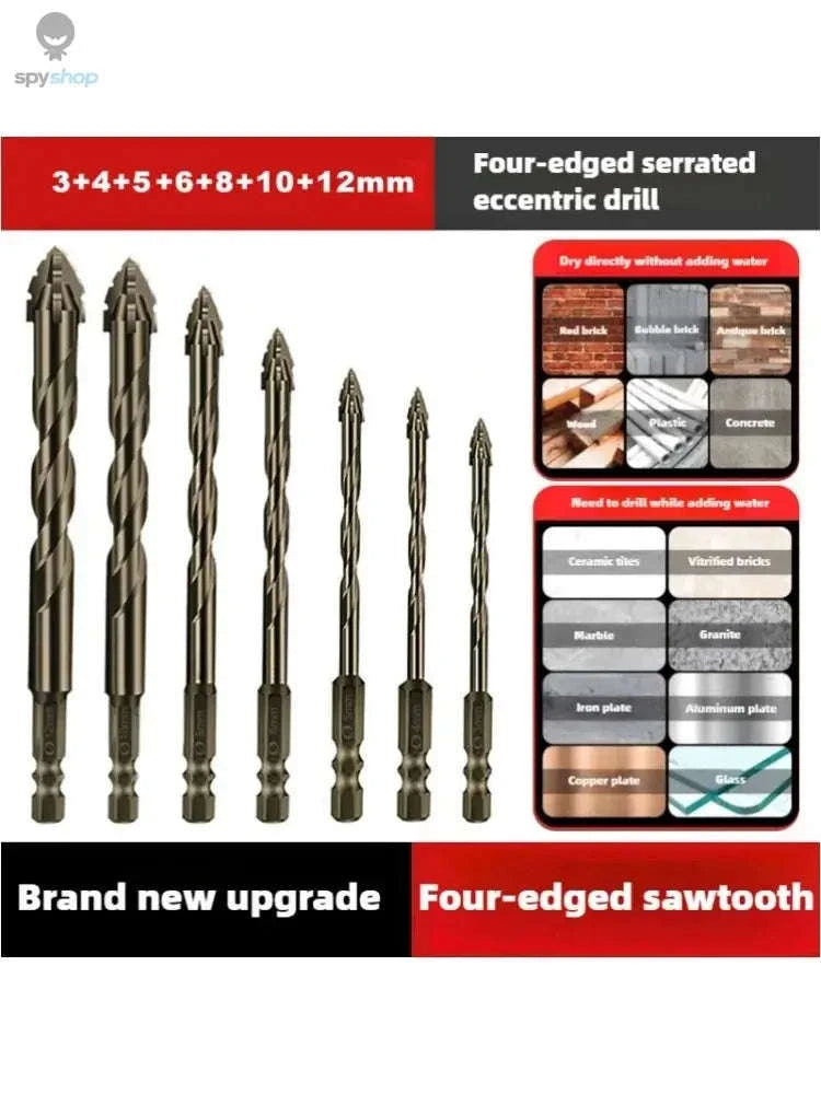 Serrated Eccentric Drill Bit – Four-Edge Precision for Tile, Glass & Hard Materials-4 PCS And Box
