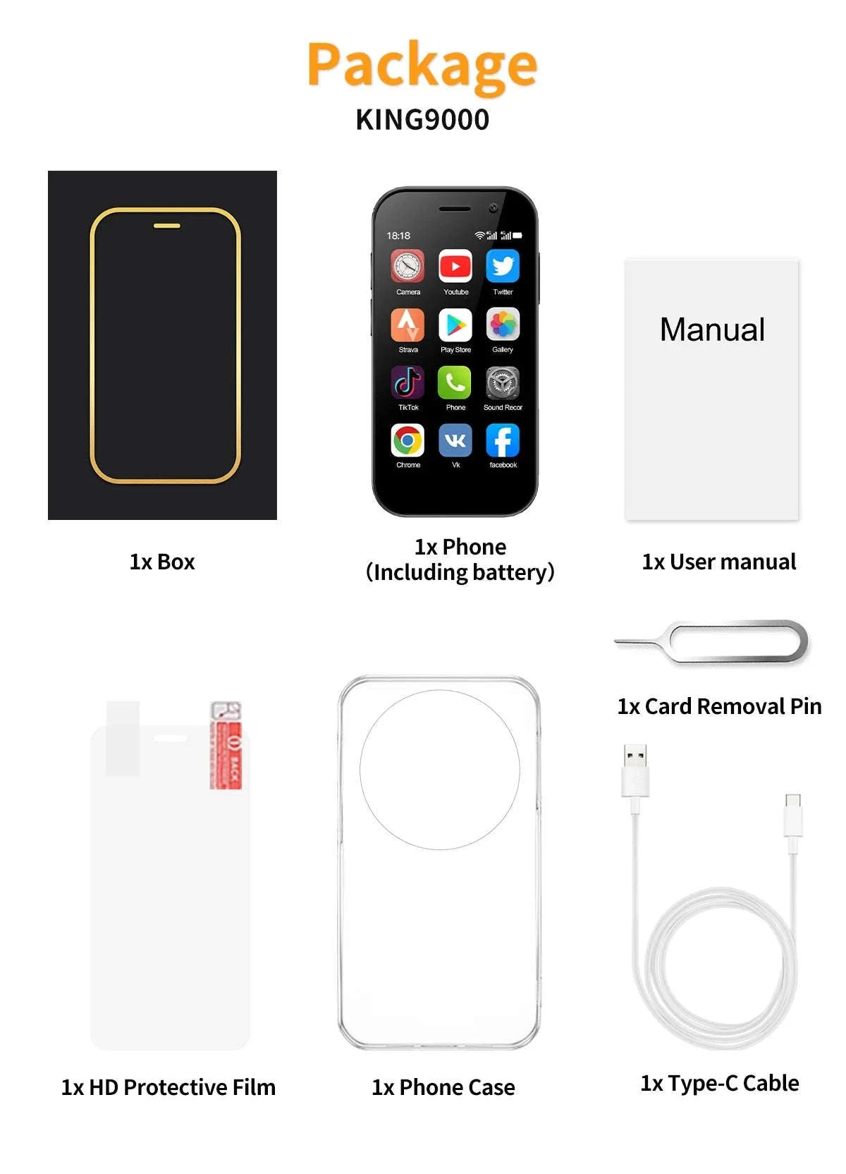 SERVO KING 9000 Mini Smartphone with 3.0" HD Display-PURPLE / 16g / 4G LTE Cellular|2 G