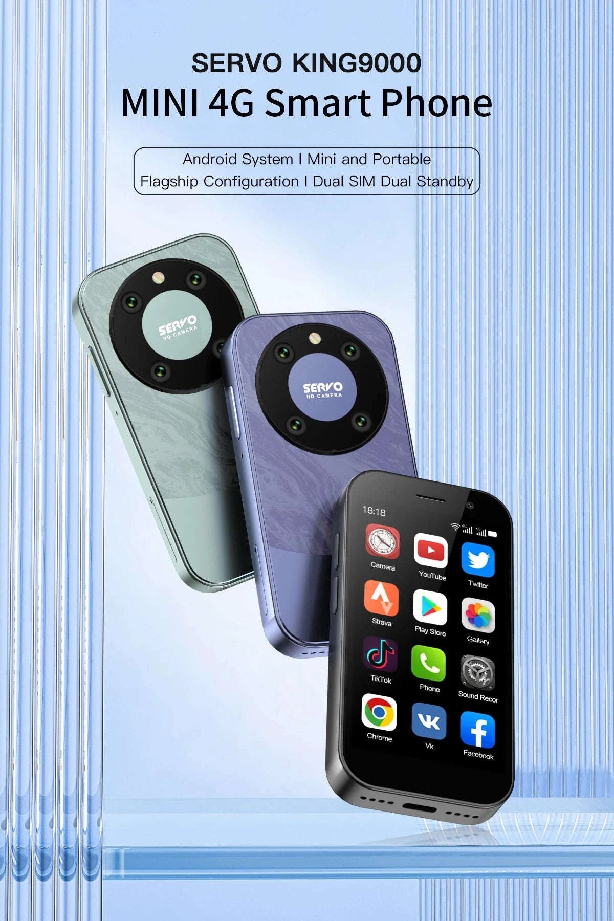 SERVO KING 9000 Mini Smartphone with 3.0" HD Display-PURPLE / 16g / 4G LTE Cellular|2 G