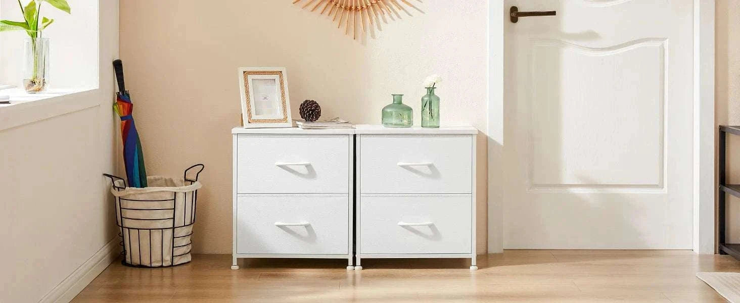 Set of 2 Fabric Drawer Nightstands with Storage and Metal Frame-1 Pack Black / GERMANY