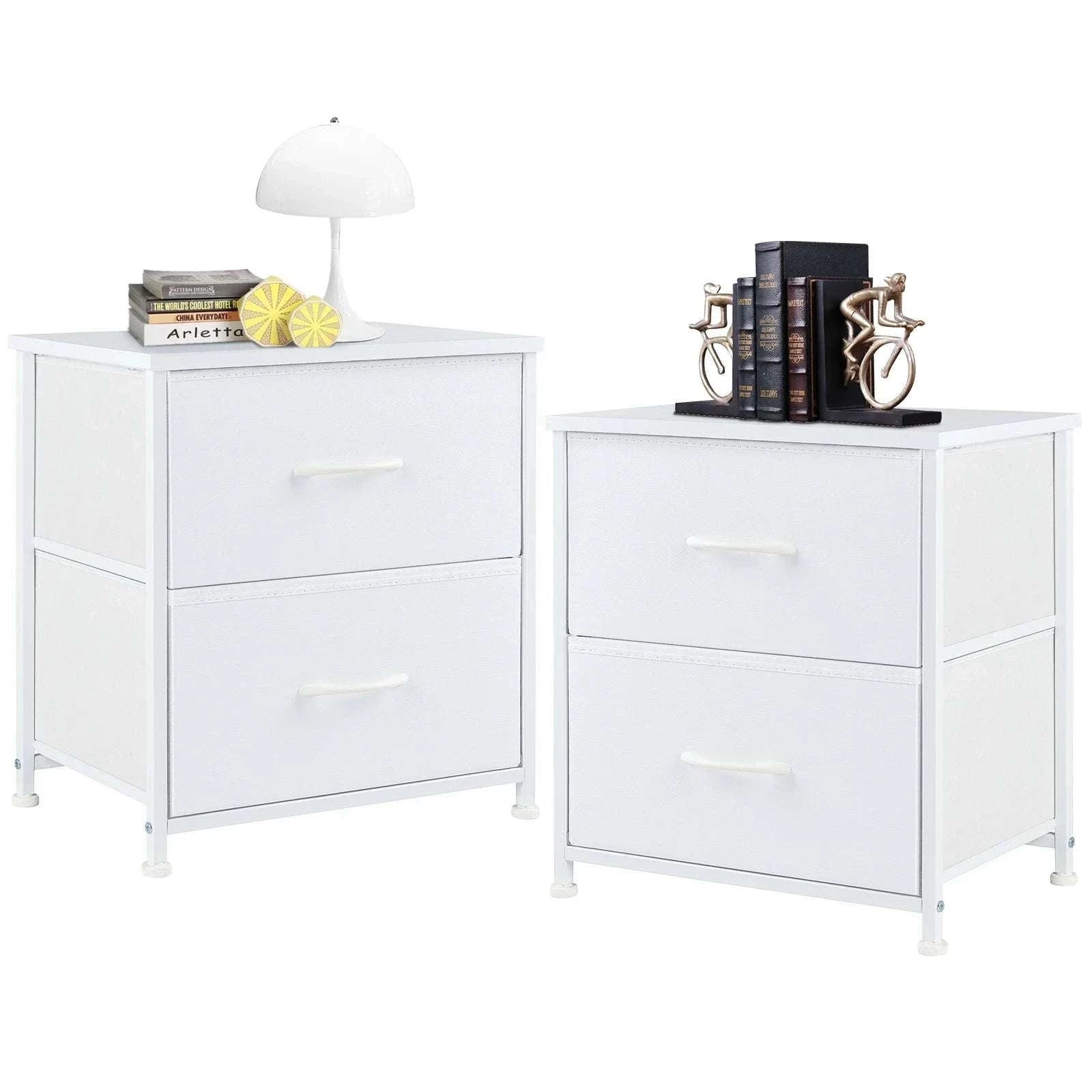 Set of 2 Fabric Drawer Nightstands with Storage and Metal Frame-1 Pack Black / GERMANY