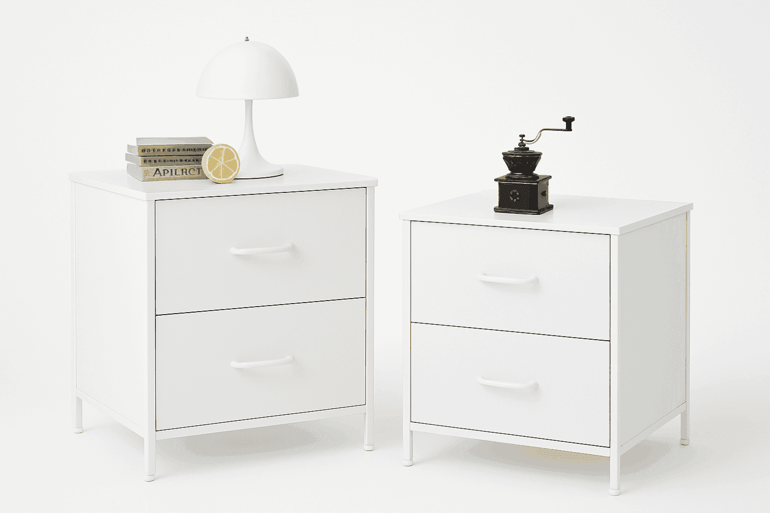 Set of 2 Fabric Drawer Nightstands with Storage and Metal Frame-1 Pack Black / GERMANY