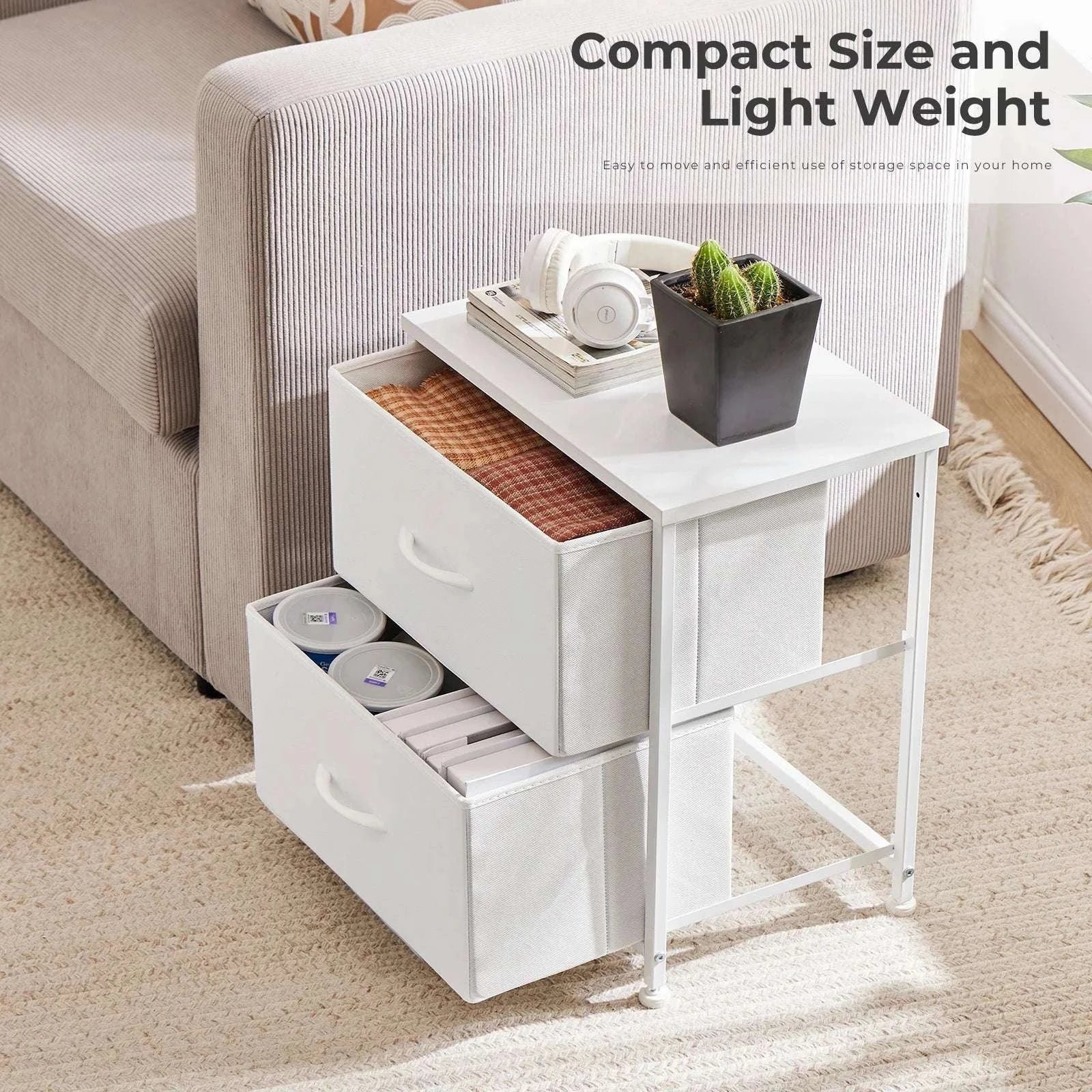 Set of 2 Fabric Drawer Nightstands with Storage and Metal Frame-1 Pack Black / GERMANY
