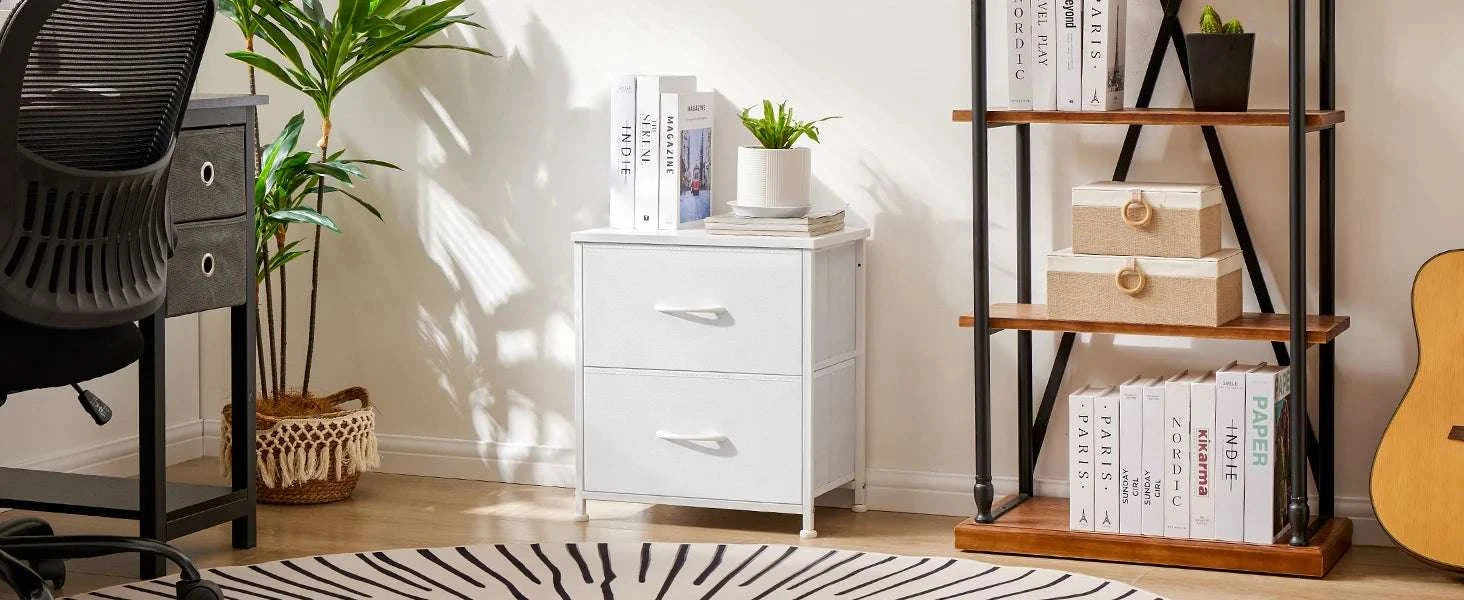 Set of 2 Fabric Drawer Nightstands with Storage and Metal Frame-1 Pack Black / GERMANY