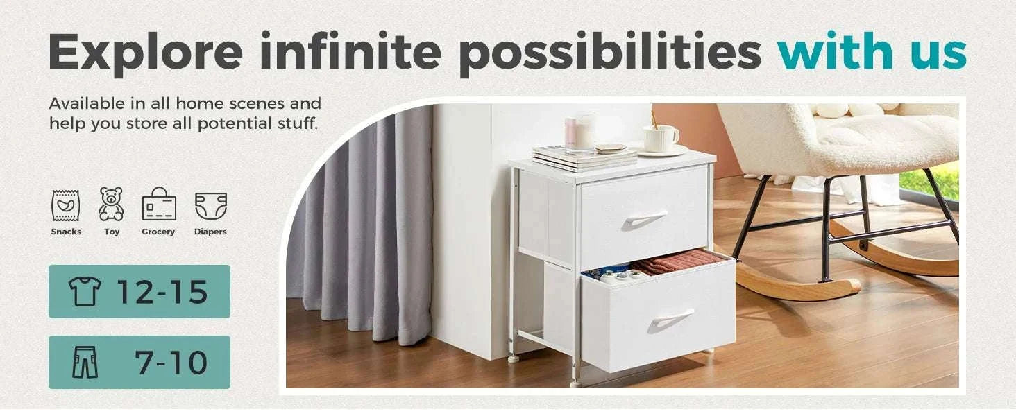 Set of 2 Fabric Drawer Nightstands with Storage and Metal Frame-1 Pack Black / GERMANY