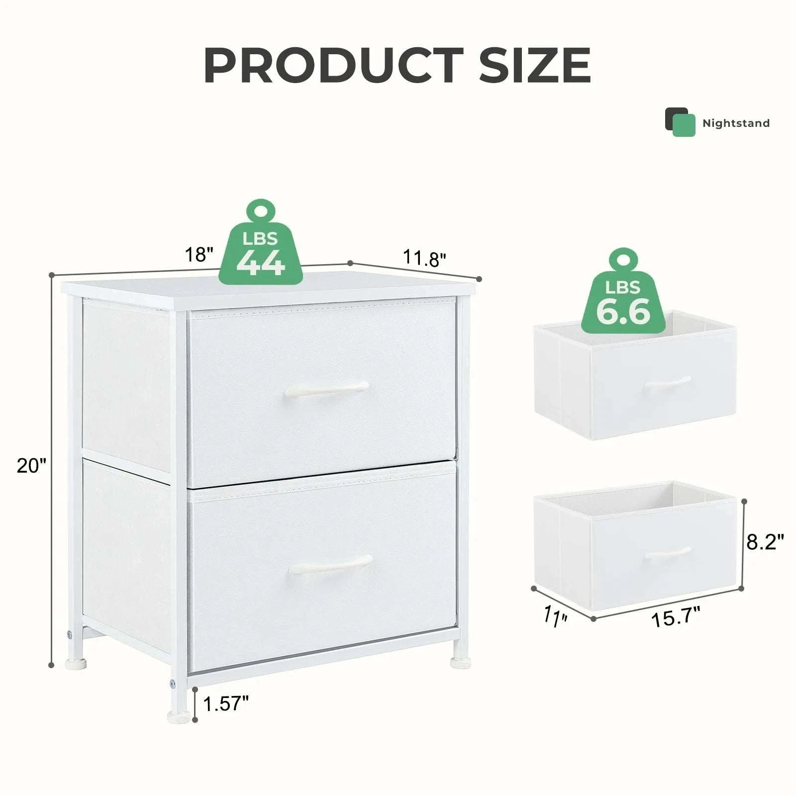 Set of 2 Fabric Drawer Nightstands with Storage and Metal Frame-1 Pack Black / GERMANY