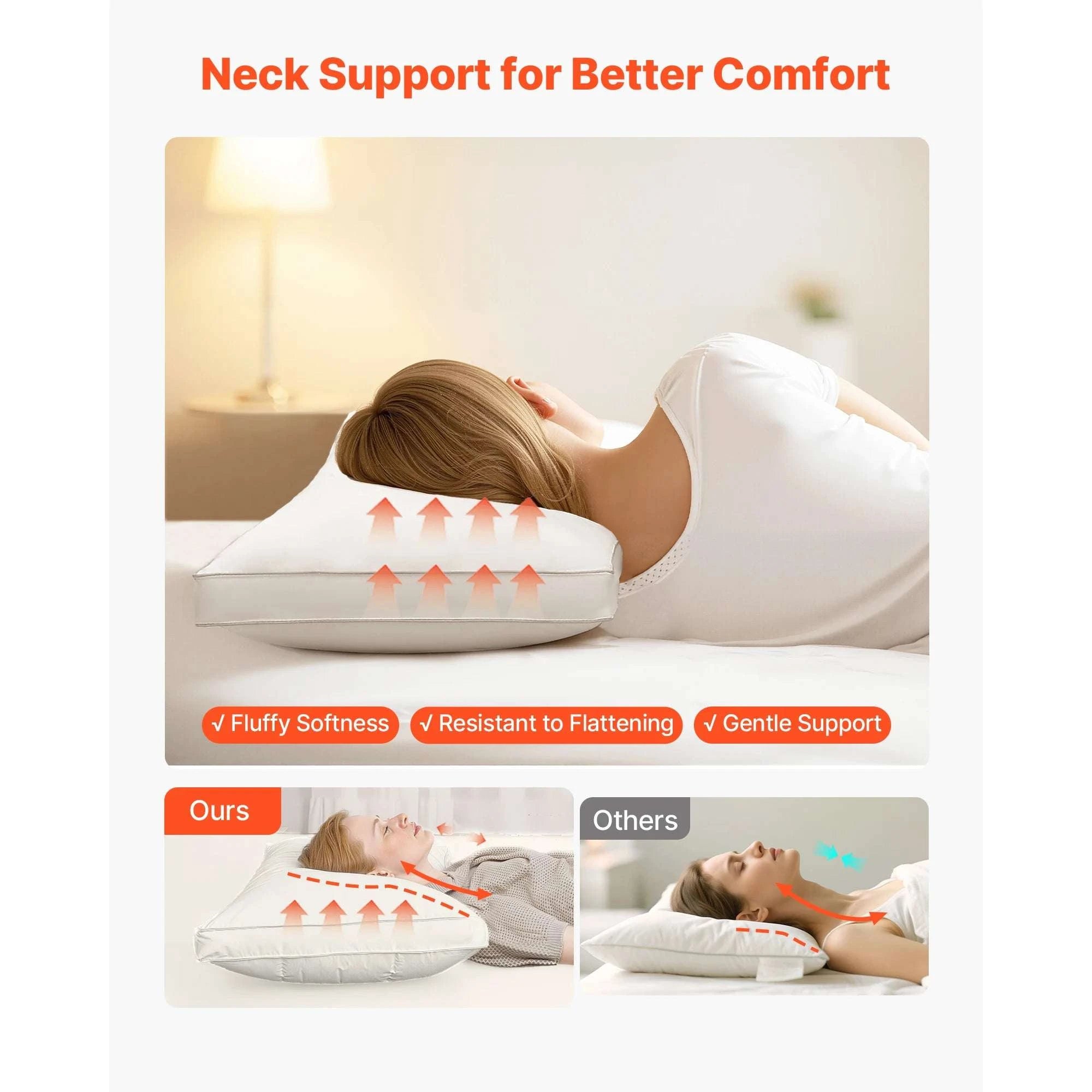 Set of 2 Goose Down Bed Pillows – Fluffy Neck Support for Deep Sleep-King / Poland