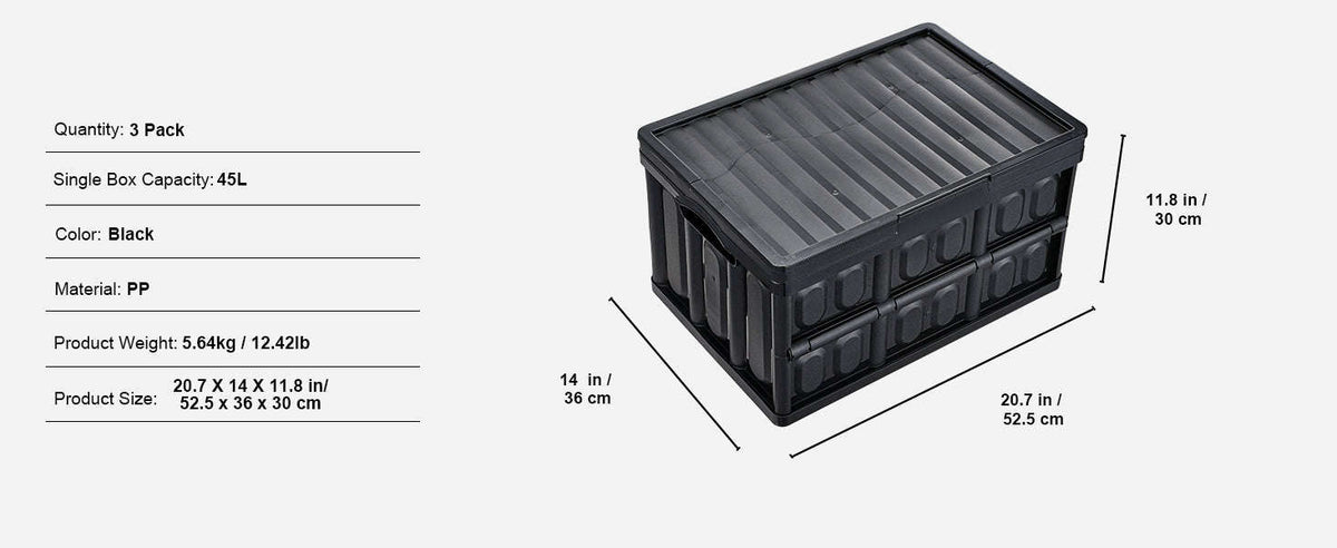 Set of 3 Collapsible Storage Bins with Lids, 45L/65L Stackable Utility Crates-65L / france