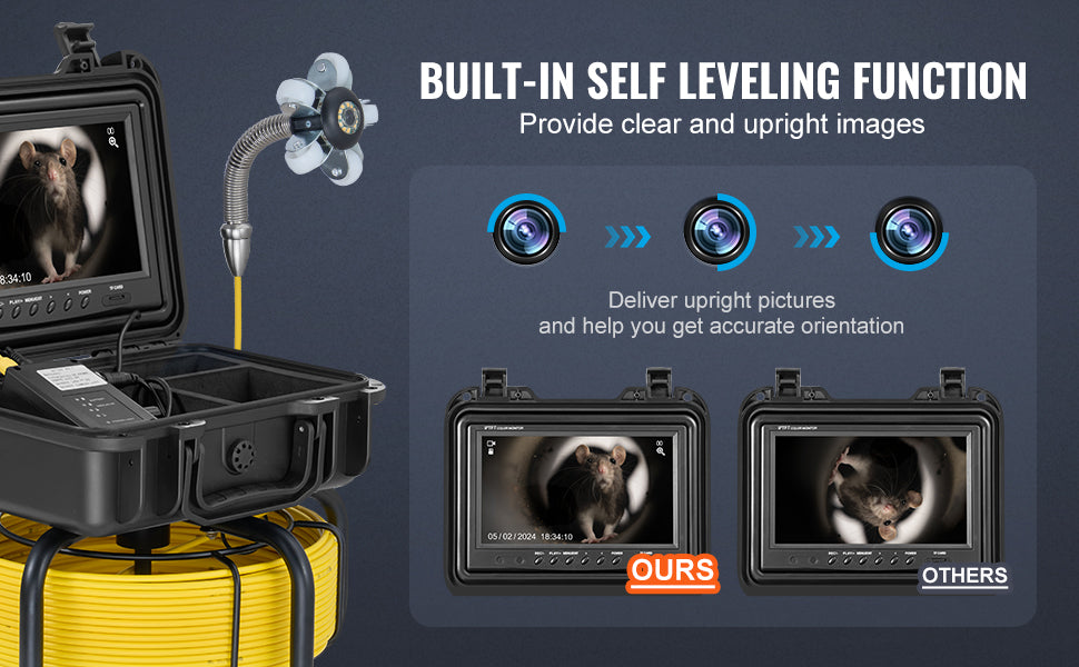 Self-Leveling Sewer Camera with 9-inch HD Screen