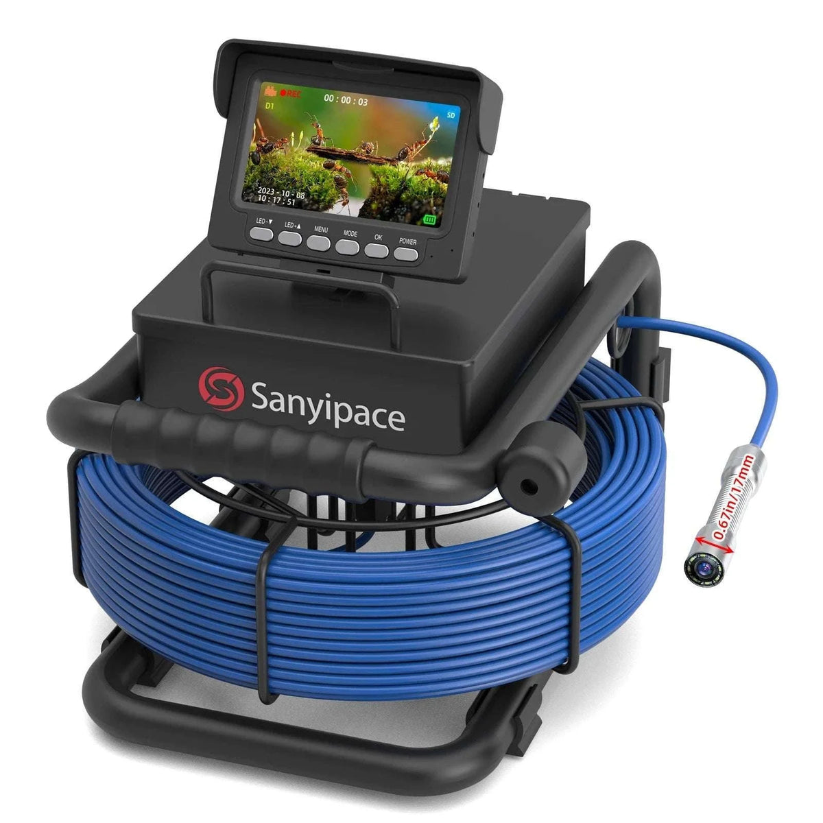 Sewer Inspection Camera 17mm LED Borescope with 4.3" Screen DVR-50M / 17mm / GERMANY