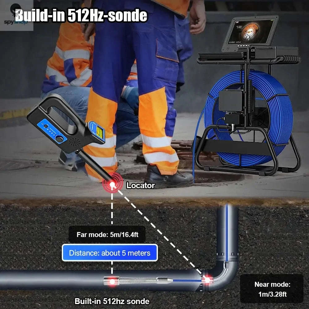 Sewer Pipe Inspection Camera – 10-inch 1080P Monitor, 50–100m Cable, 512Hz Locator-Without receiver / 50m