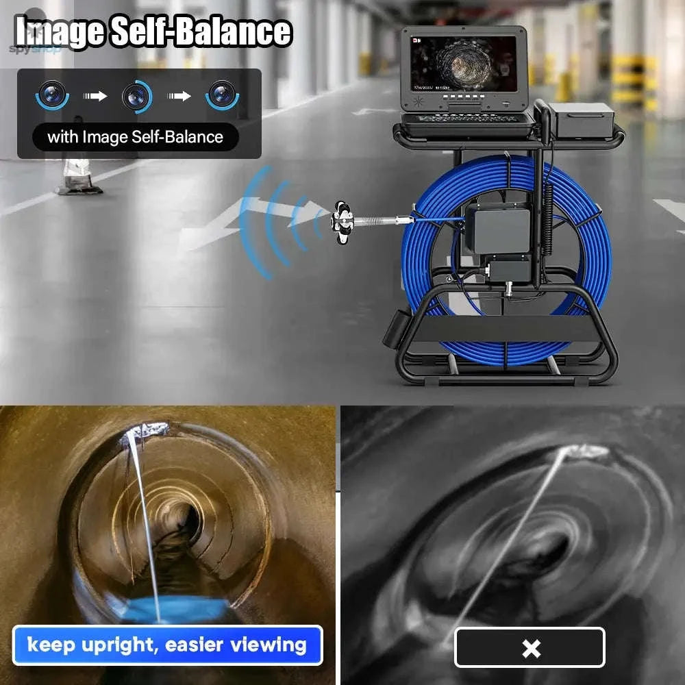 Sewer Pipe Inspection Camera – 10-inch 1080P Monitor, 50–100m Cable, 512Hz Locator-Without receiver / 50m