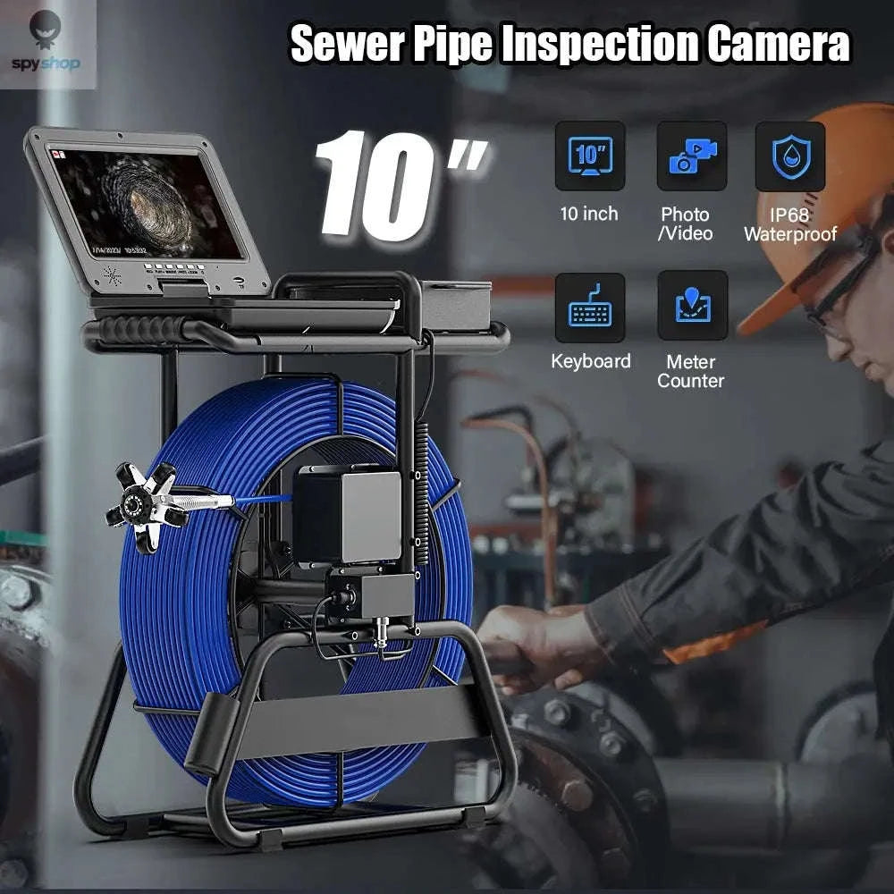 Sewer Pipe Inspection Camera – 10-inch 1080P Monitor, 50–100m Cable, 512Hz Locator-Without receiver / 50m