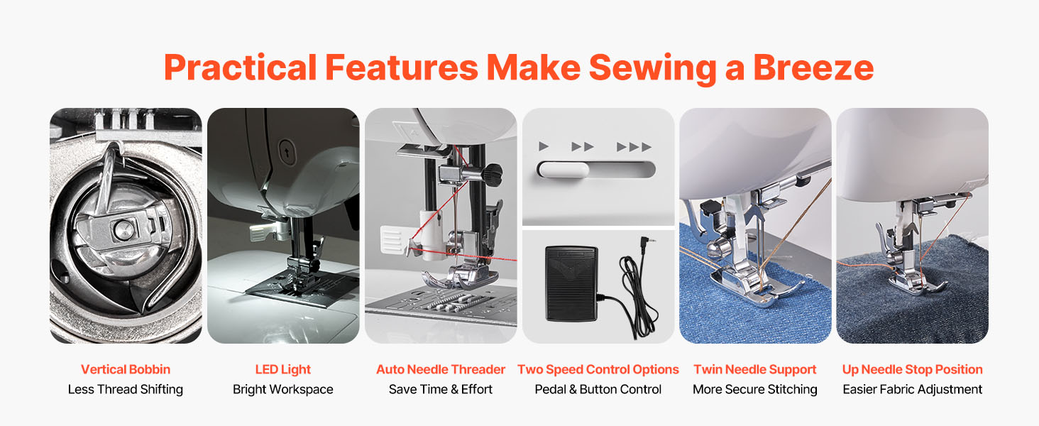 Computerized Sewing Machine with 60 Stitches, LED & Heavy-Duty Frame