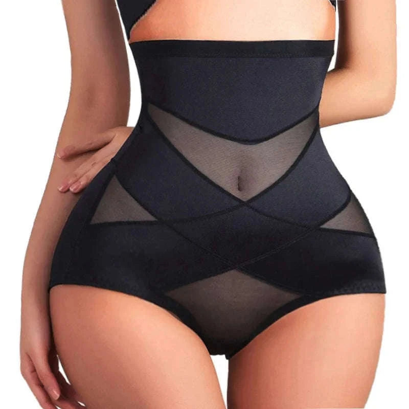 Sexy Cross Body High Waist Shaper Panties-M / Skin
