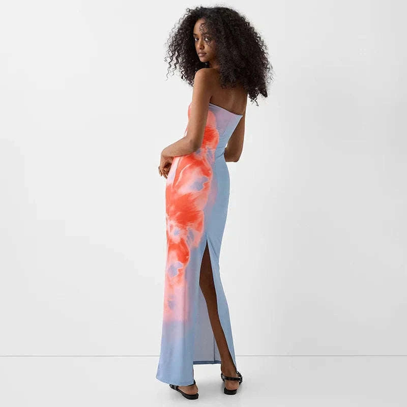 Sexy Off-Shoulder Backless Long Summer Dress-L / blue