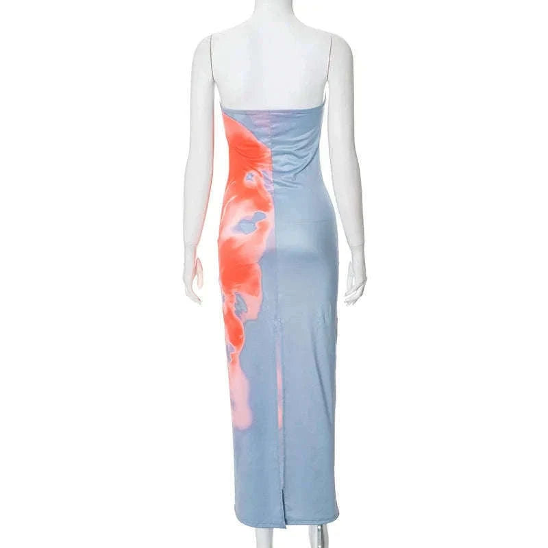 Sexy Off-Shoulder Backless Long Summer Dress-L / blue