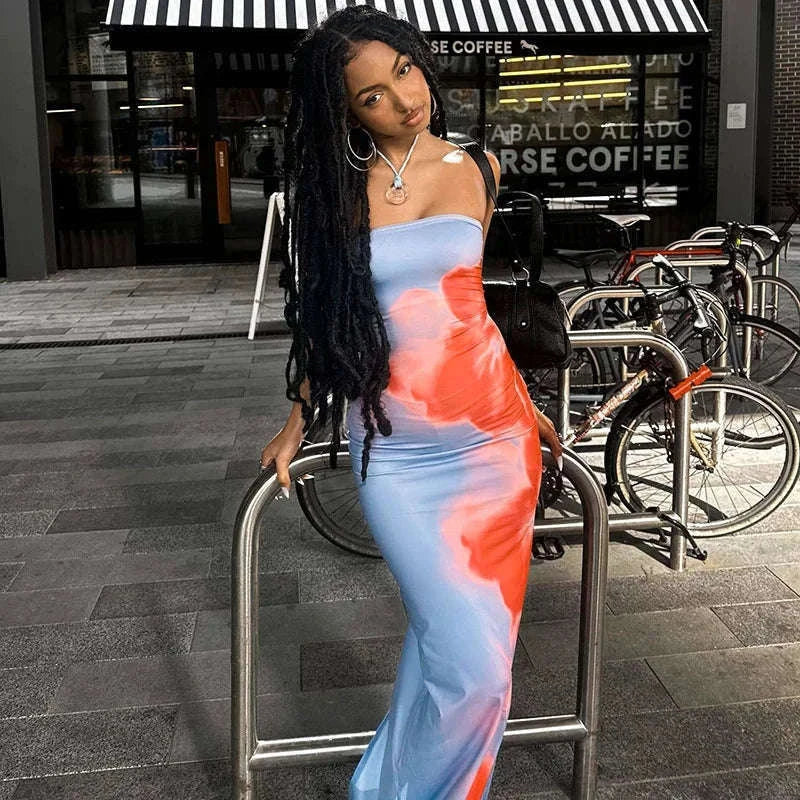 Sexy Off-Shoulder Backless Long Summer Dress-L / blue