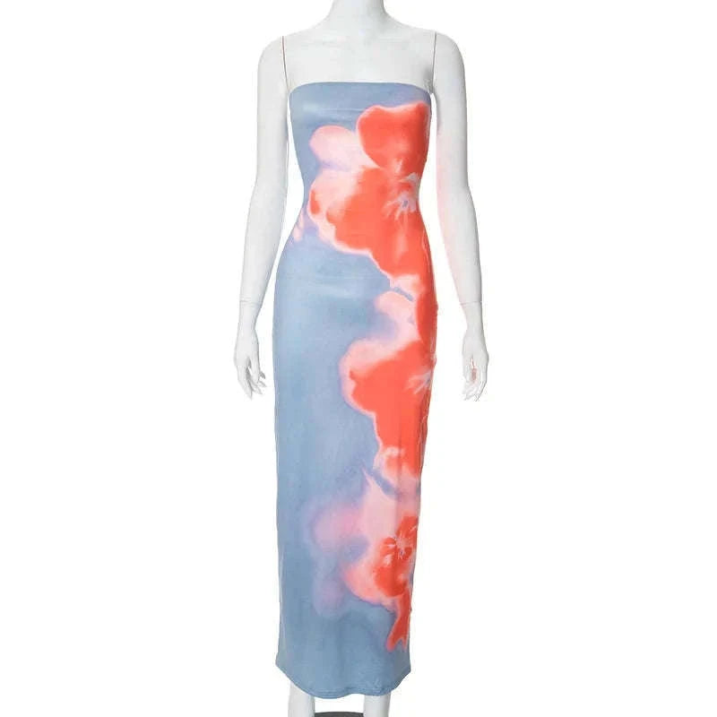 Sexy Off-Shoulder Backless Long Summer Dress-L / blue