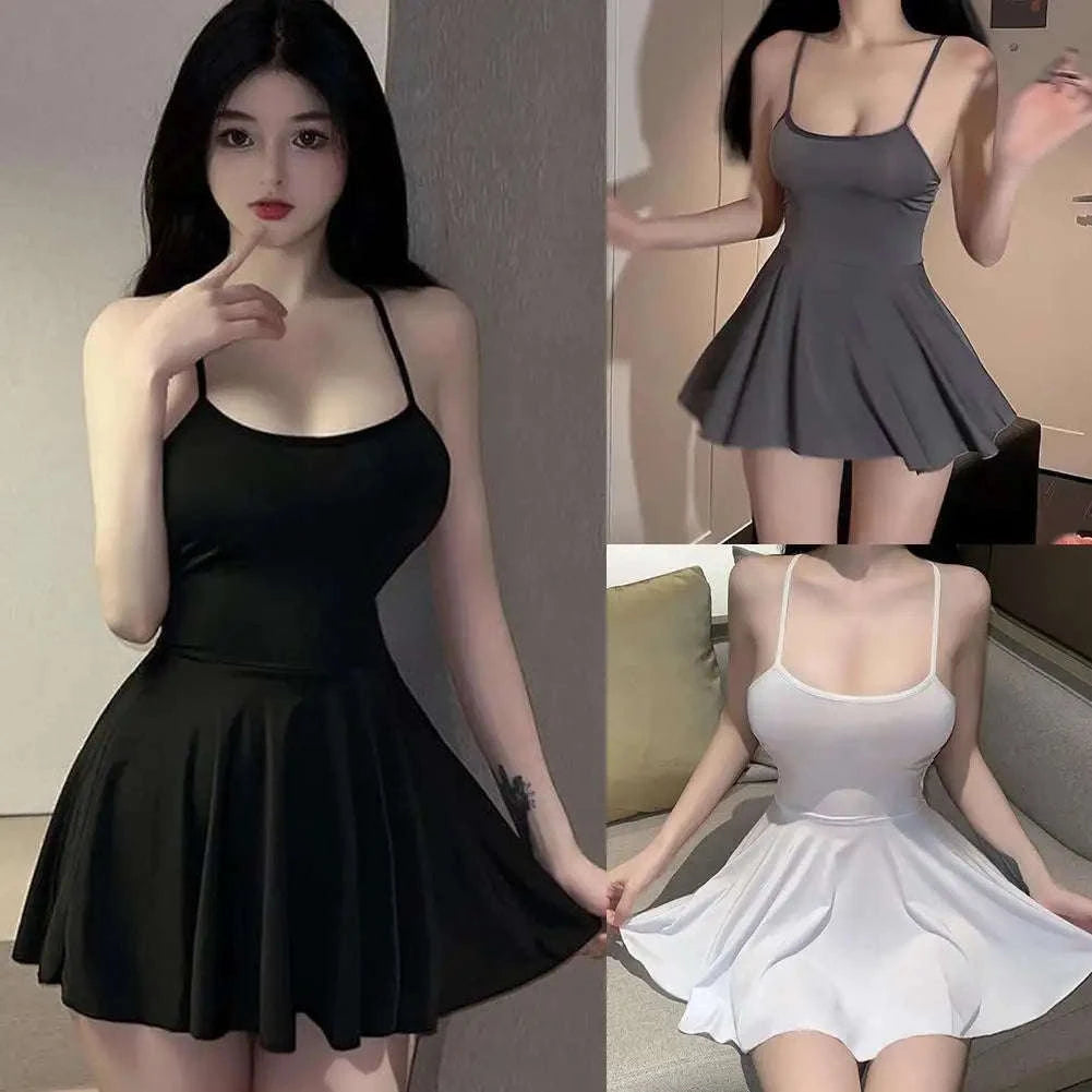 Sexy Pleated Micro Mini Dress with Ruffled Backless Design-B / CN